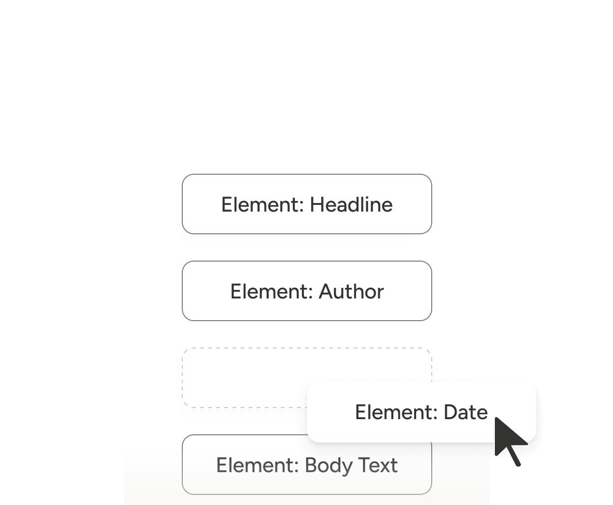Illustration of drag and drop text editor