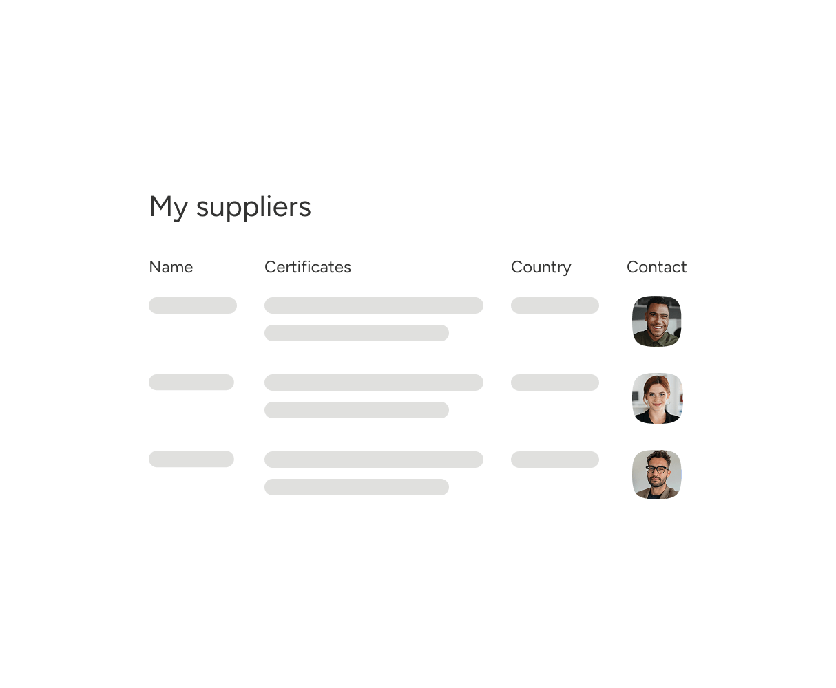 Illustration of supplier list