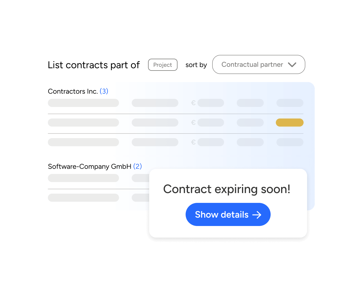 Illustration of contracts with expiration alerts
