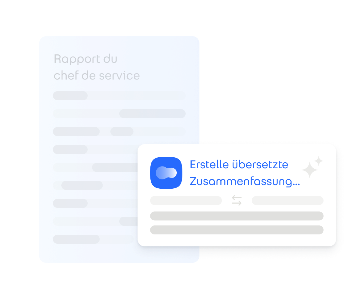 Darstellung, wie KI automatisch Dokumente übersetzt