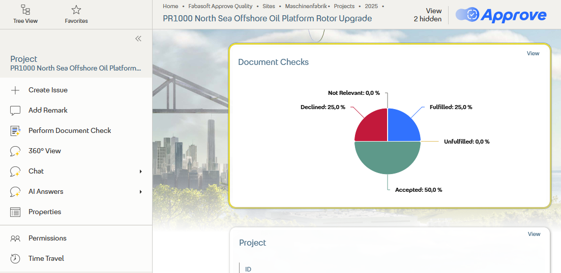 A pie chart shows the test results.