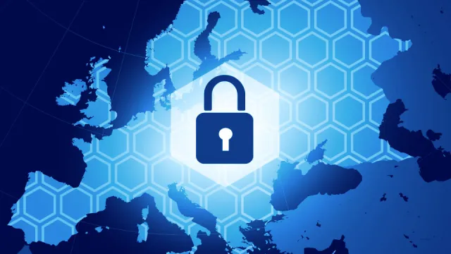 EU-Karte mit Sicherheitsschloss 