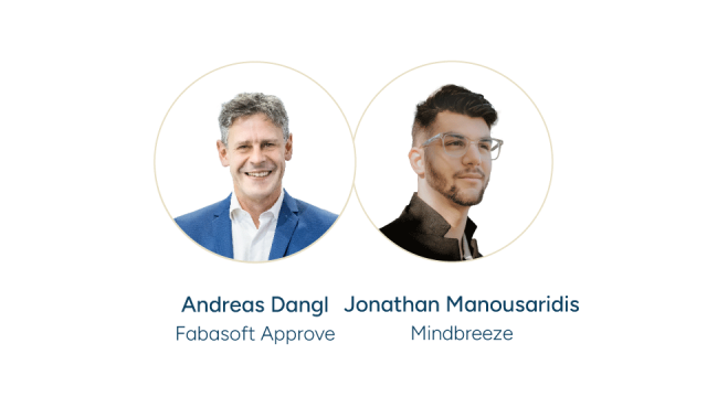 Andreas Dangl von Fabasoft Approve und Jonathan Manousaridis von Mindbreeze