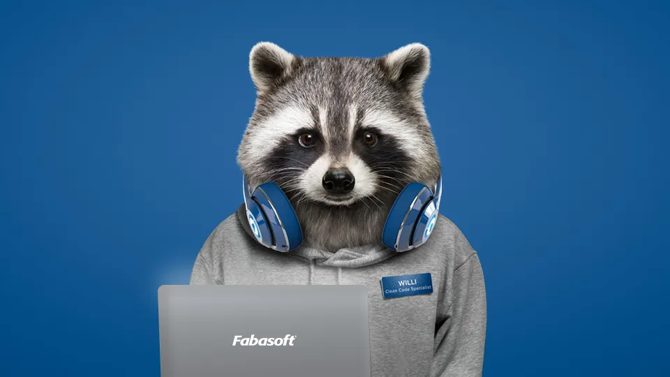 Raccoon Willi with laptop
