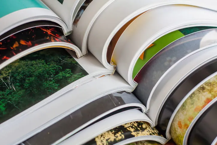 View of multiple print magazines